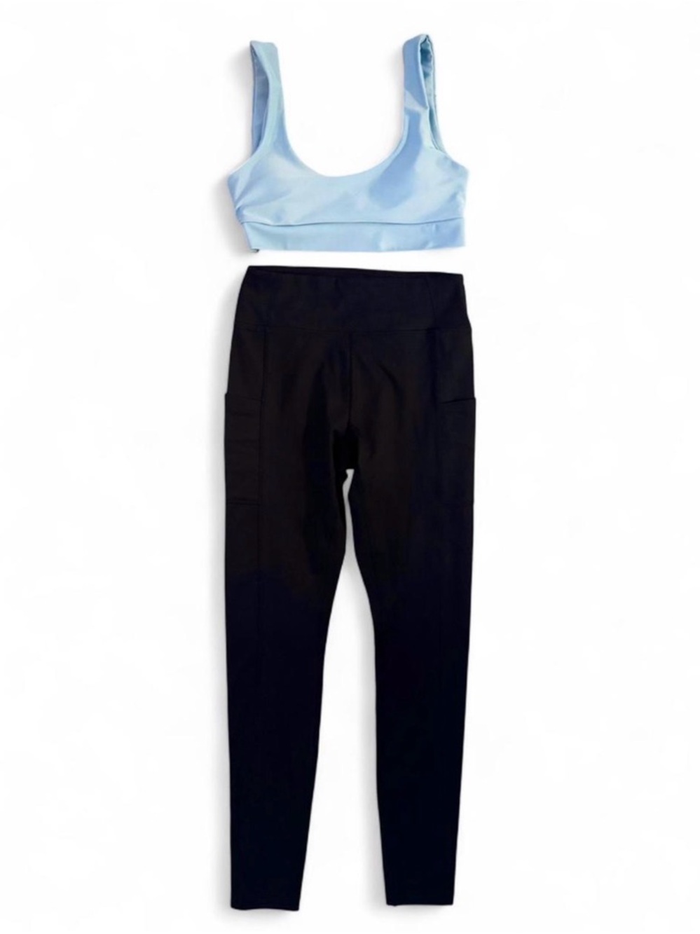 Victoria’s Secret PINK Activewear Set Black Leggings + Blue Sports Bra Size S